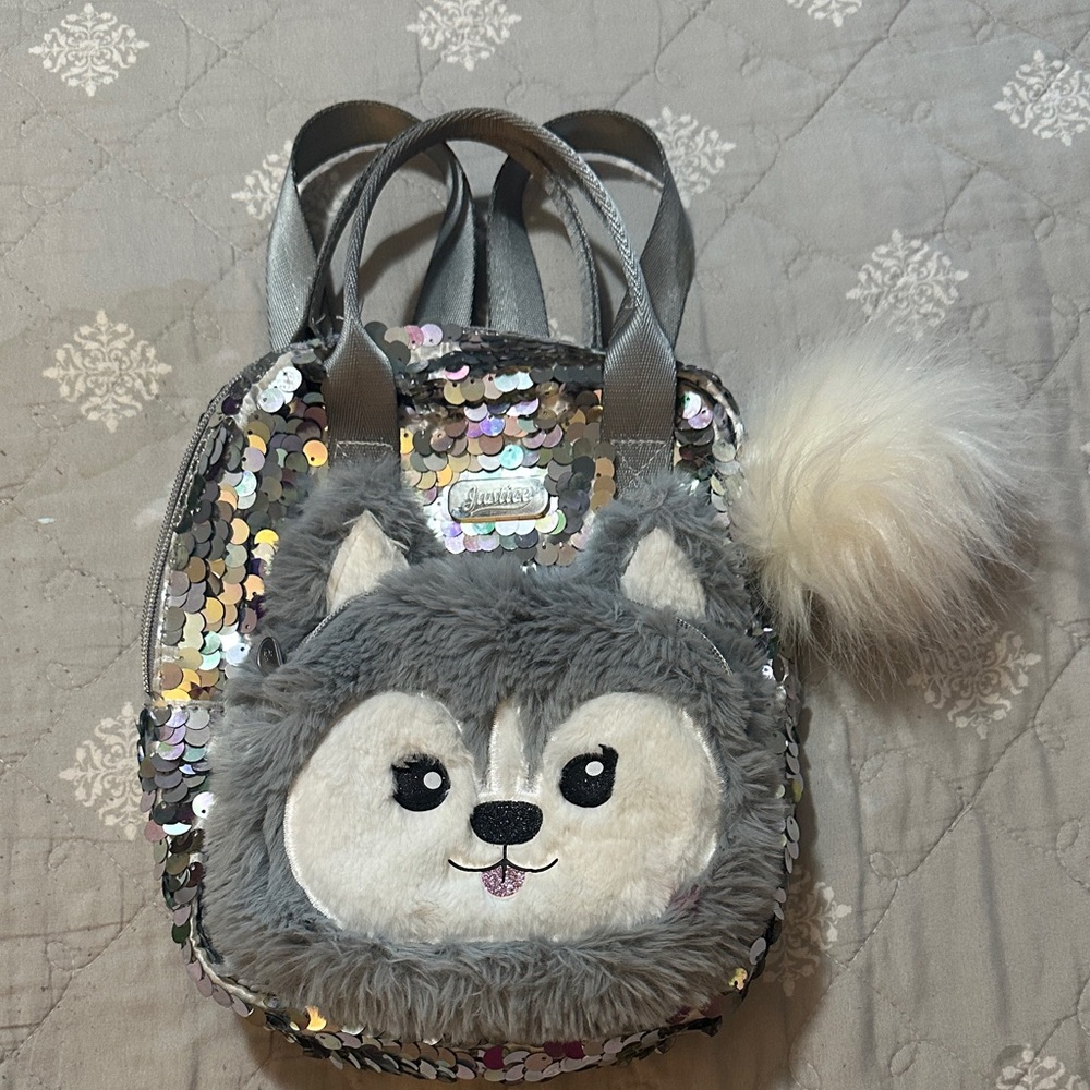 Justice Gray Sequin Husky Backpack